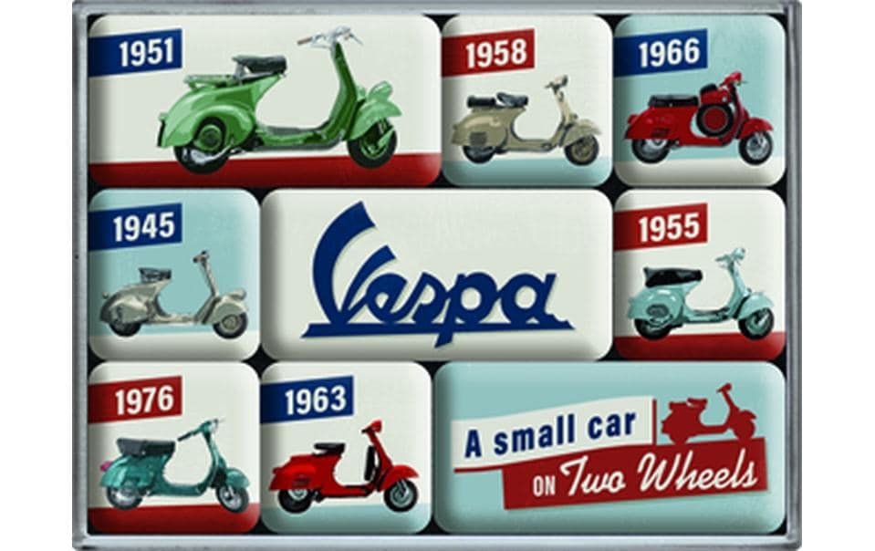 Nostalgic Art Magnet-Set Vespa – 9-teilig – 0,9 × 0,7 cm – Magnet, mehrfarbig