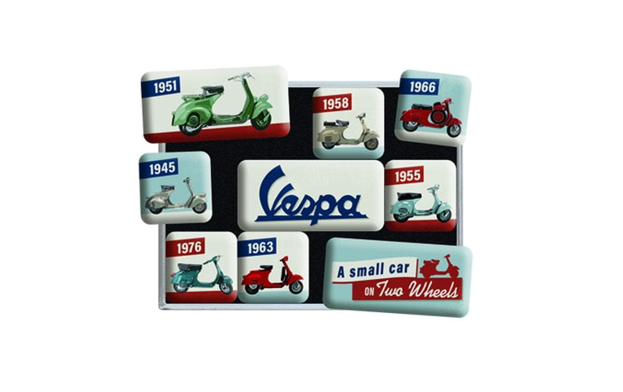 Nostalgic Art Magnet-Set Vespa – 9-teilig – 0,9 × 0,7 cm – Magnet, mehrfarbig