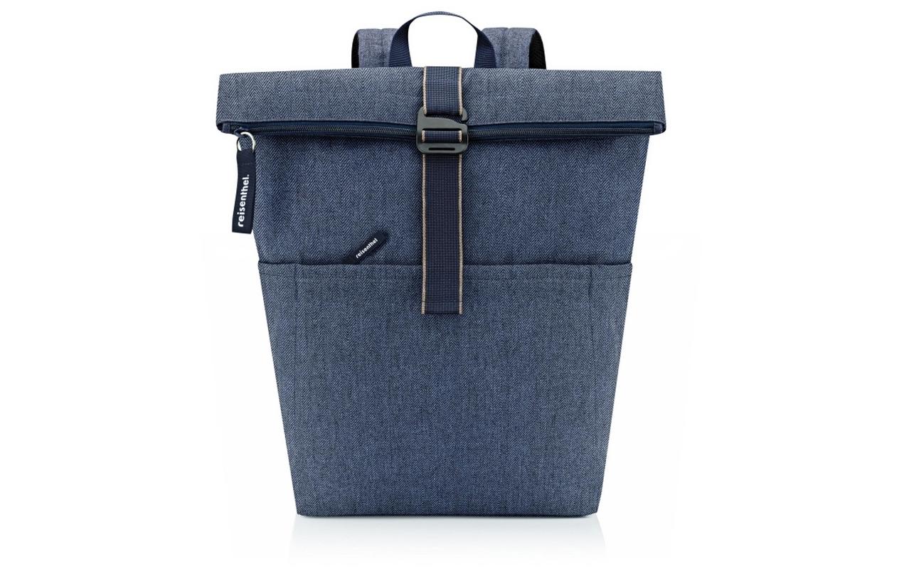 Reisenthel allday Rucksack M – Freizeit-Rucksack – 22 l, recyceltes Material, dunkelblau, Herringbone