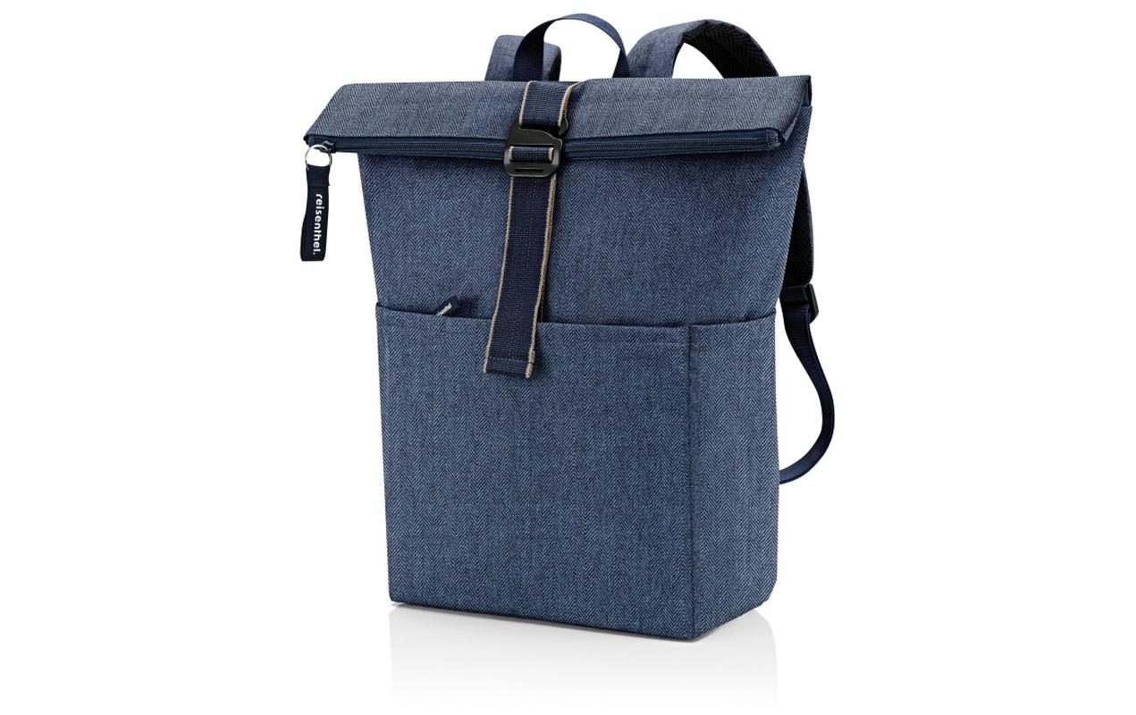 Reisenthel allday Rucksack M – Freizeit-Rucksack – 22 l, recyceltes Material, dunkelblau, Herringbone