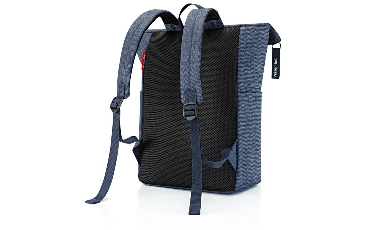 Reisenthel allday Rucksack M – Freizeit-Rucksack – 22 l, recyceltes Material, dunkelblau, Herringbone