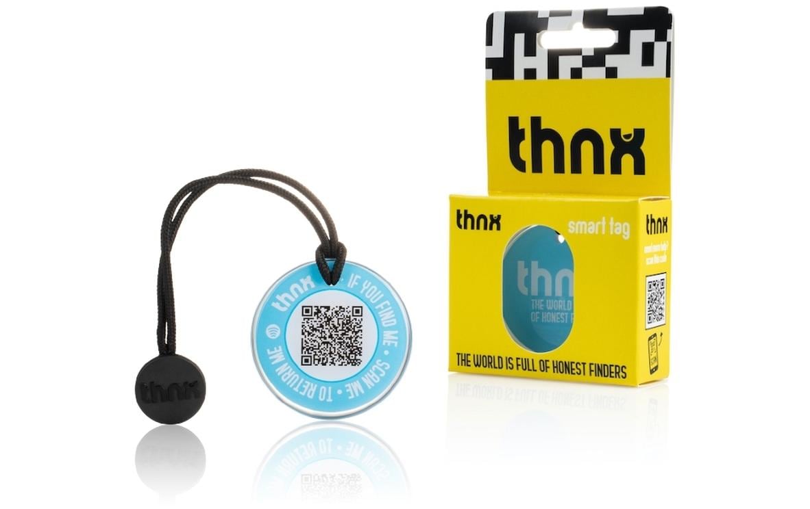 Thnxtags SmartTag-Schlüsselanhänger Tag L für Thnx Tags App – Blau, 50 × 50 mm