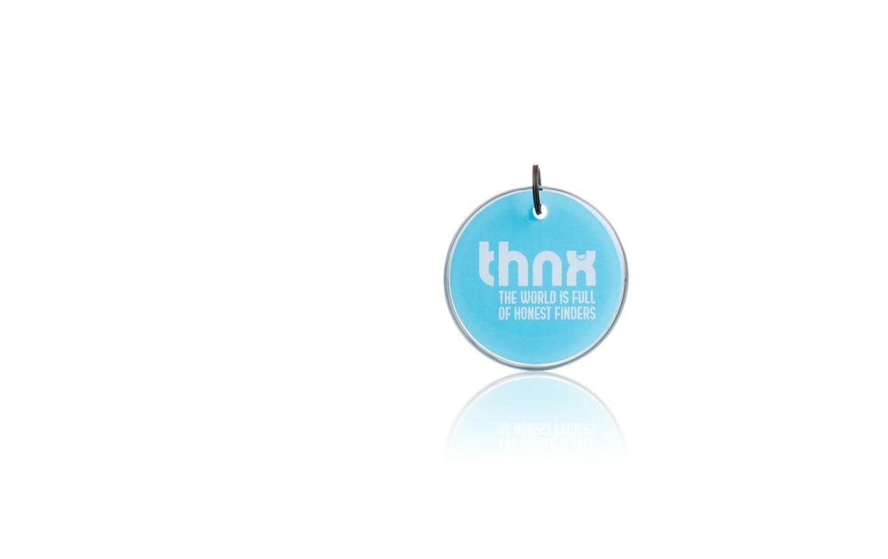 Thnxtags Schlüsselanhänger Smart Pack XL für Thnx Tags App – Blau, 34 × 34 mm