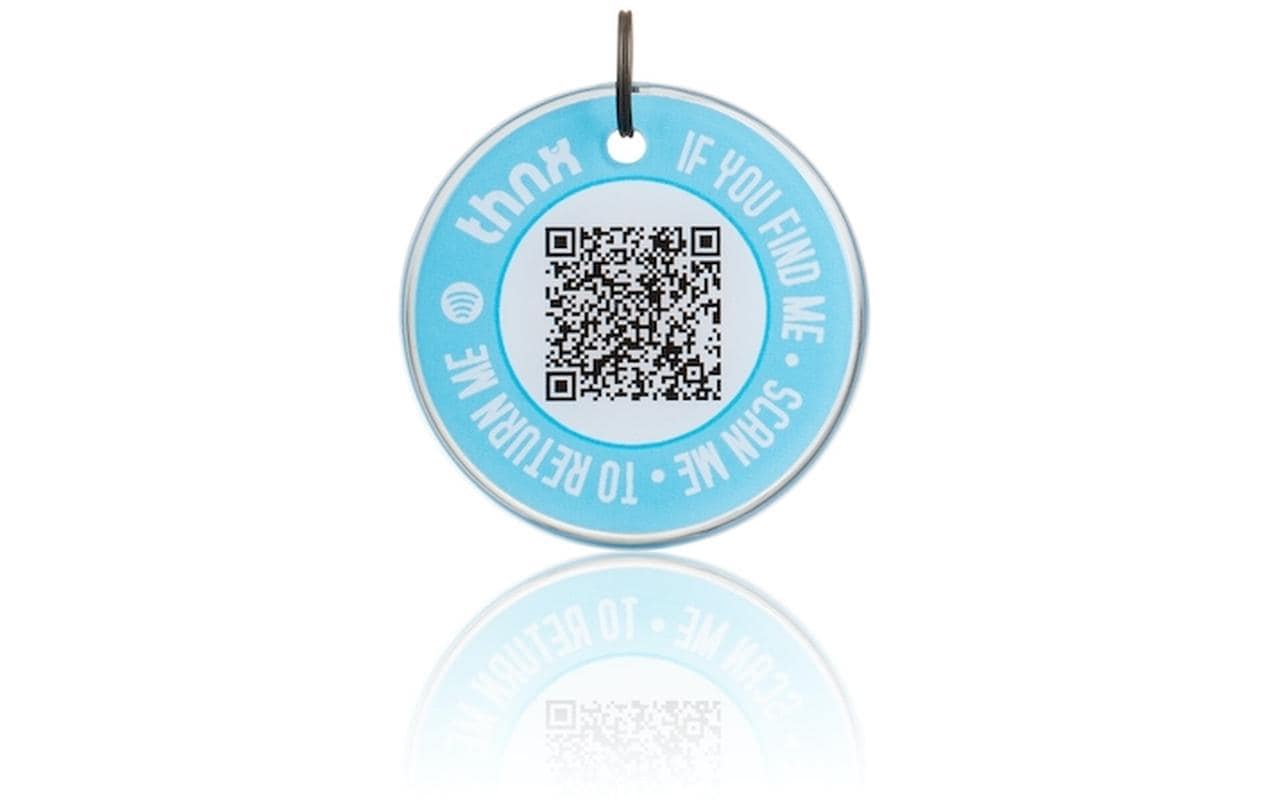 Thnxtags Schlüsselanhänger Smart Pack XL für Thnx Tags App – Blau, 34 × 34 mm