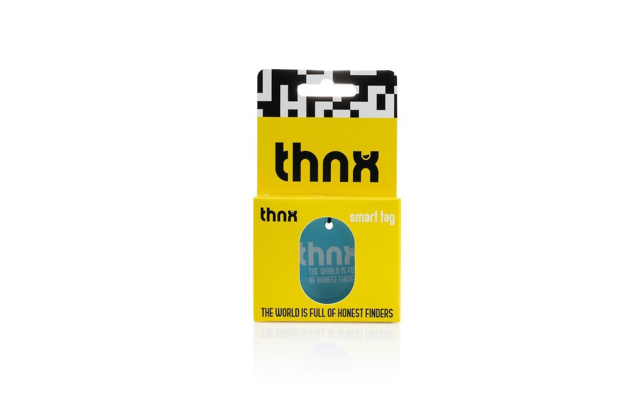 Thnxtags SmartTag-Schlüsselanhänger Tag L für Thnx Tags App – Blau, 50 × 50 mm