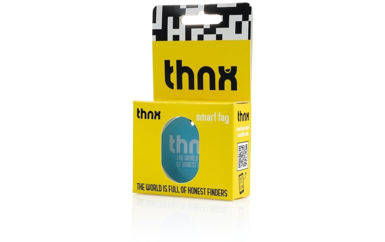 Thnxtags SmartTag-Schlüsselanhänger Tag L für Thnx Tags App – Blau, 50 × 50 mm