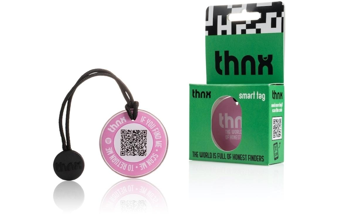 Thnxtags Schlüsselanhänger Tag L für Thnx Tags App – App-kompatibel, Pink, 50 × 50 mm