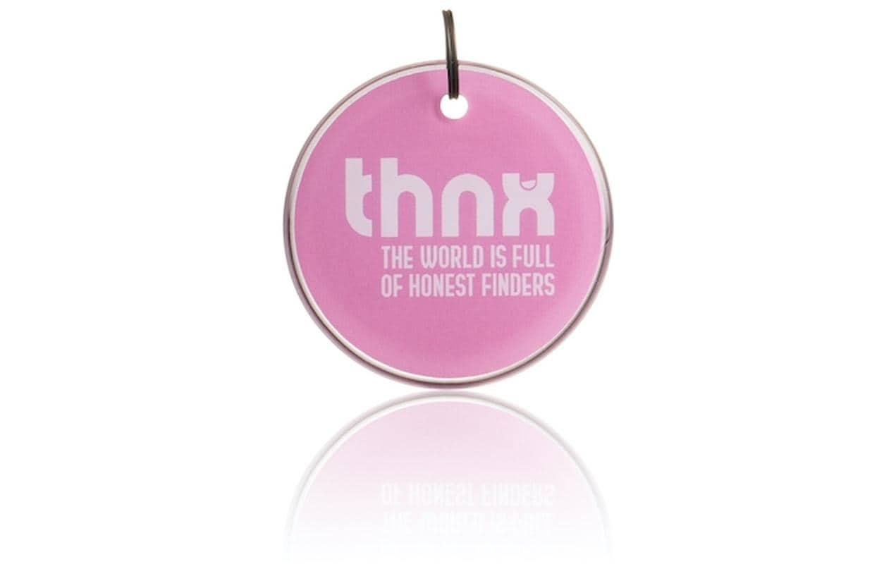 Thnxtags SmartTag-Schlüsselanhänger Smart Pack XL für Thnx Tags App – App-kompatibel, Pink, 50 × 34 mm