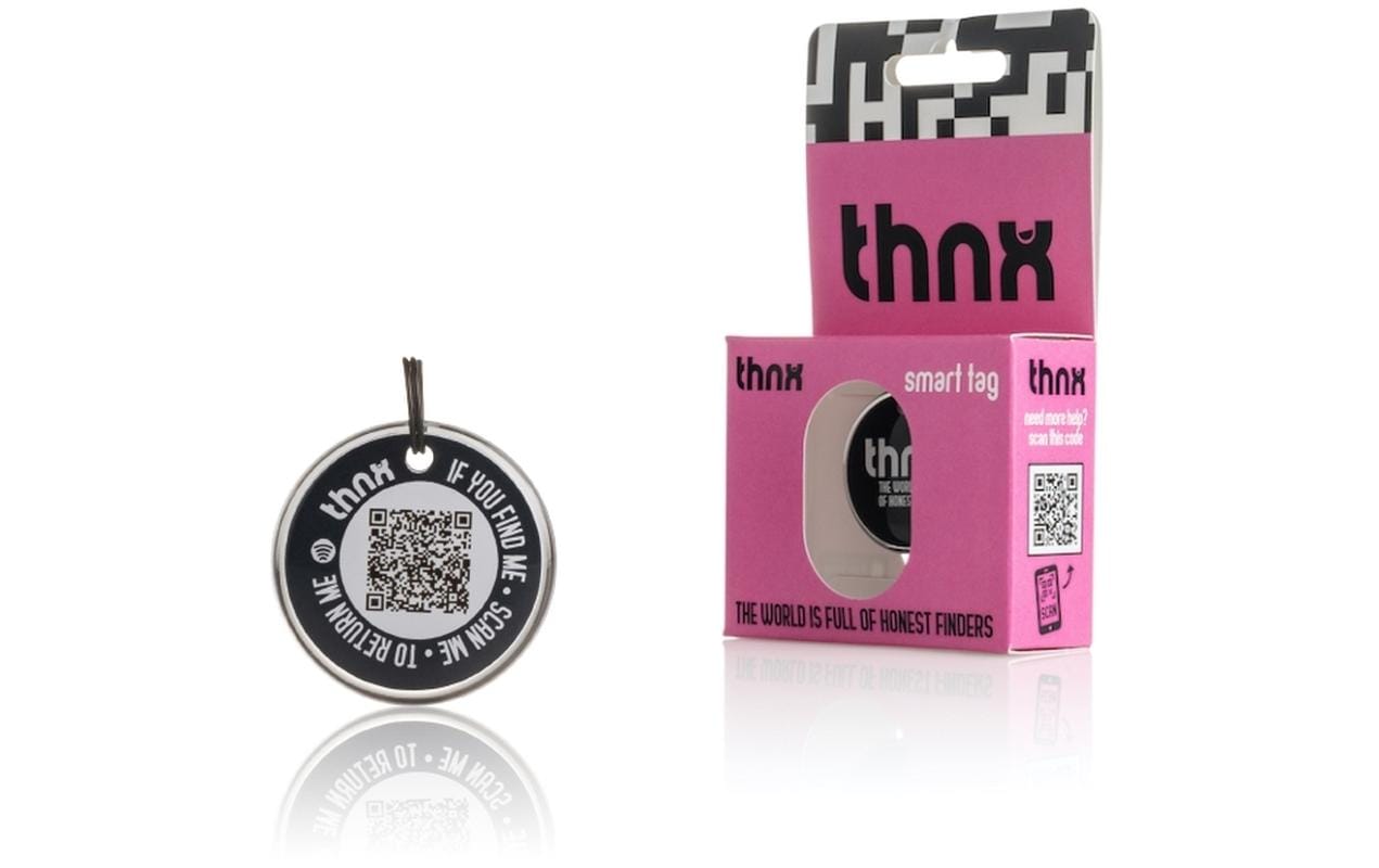 Thnxtags Schlüsselanhänger Tag M für Thnx Tags App – App-kompatibel, Schwarz, 34 × 34 mm