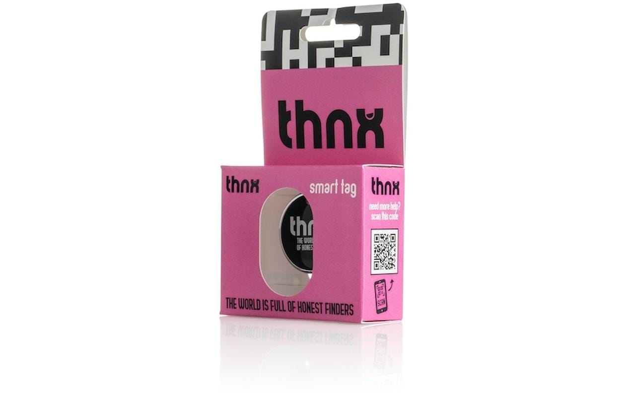 Thnxtags Schlüsselanhänger Tag M für Thnx Tags App – App-kompatibel, Schwarz, 34 × 34 mm