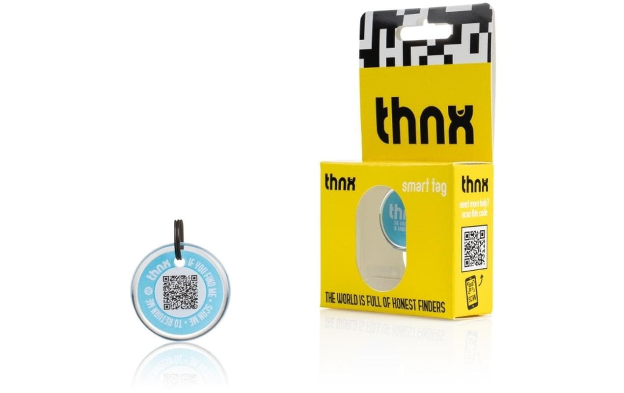 Thnxtags Schlüsselanhänger thnx tag S für Thnx Tags App – App-kompatibel, Blau, 28 × 28 mm
