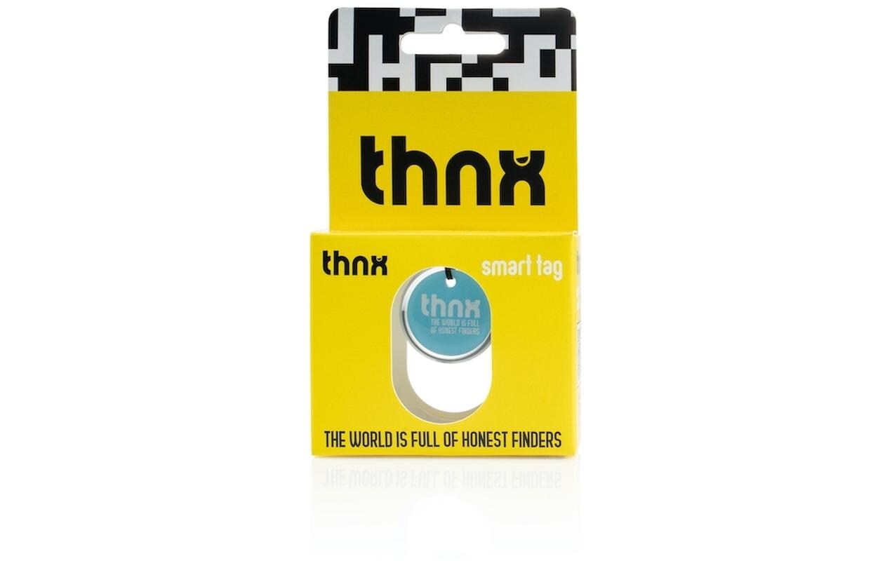 Thnxtags Schlüsselanhänger thnx tag S für Thnx Tags App – App-kompatibel, Blau, 28 × 28 mm
