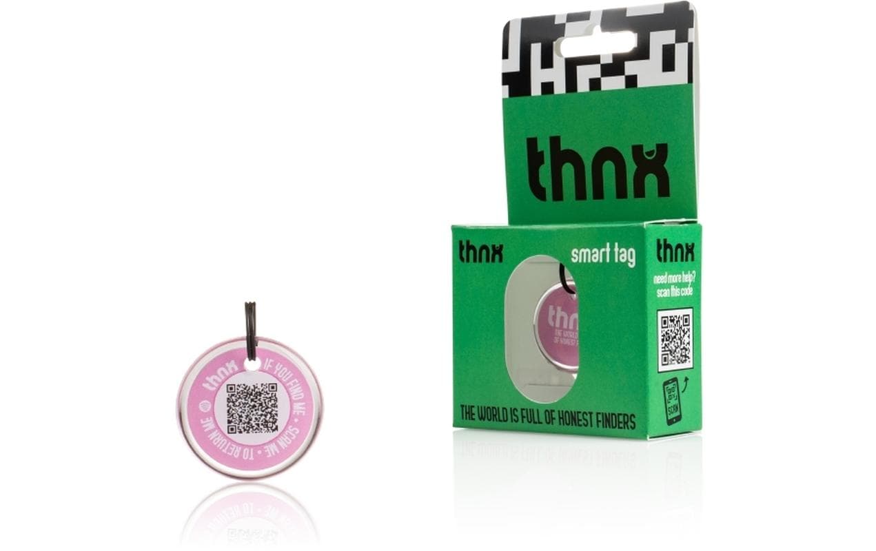 Thnxtags Schlüsselanhänger thnx tag S für Thnx Tags App – App-kompatibel, Pink, 28 × 28 mm