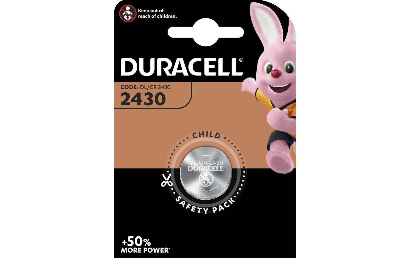 Duracell Knopfzelle CR2430, Lithium, 3 V – 1 Stk.