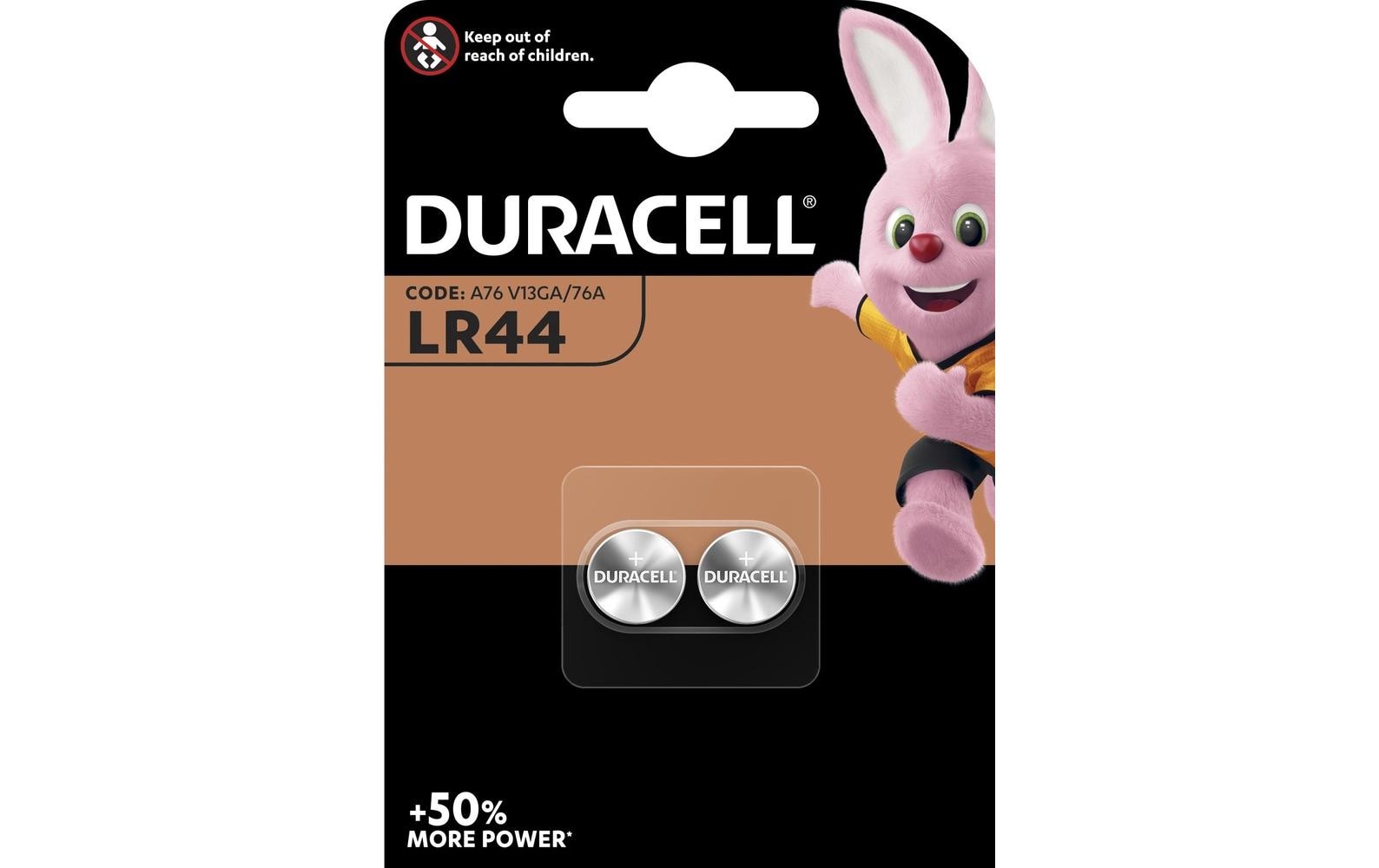 Duracell Knopfzellen LR44, Alkaline, 1,5 V – 2 Stk.