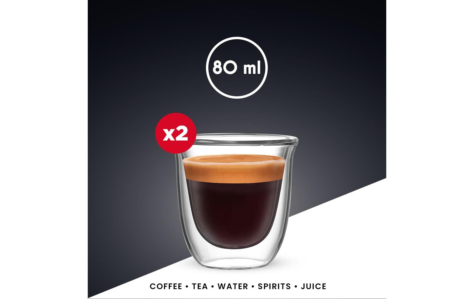 Bialetti Espressotasse – 2er Set, 80 ml, Borosilikatglas, Transparent, doppelwandig, spülmaschinenfest