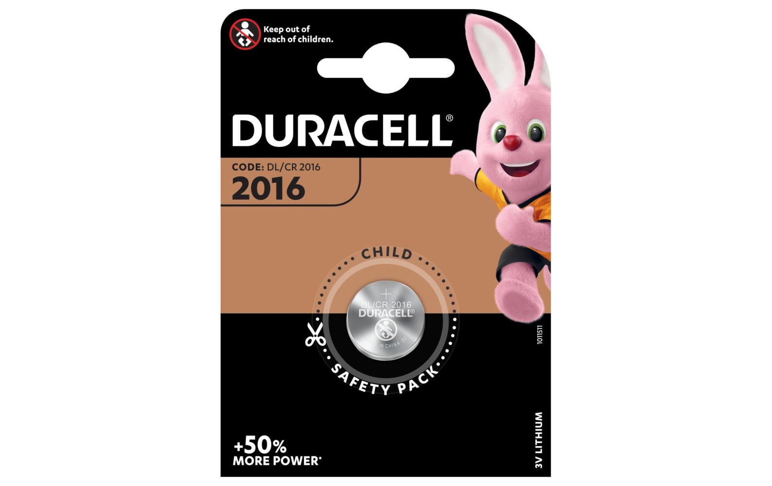 Duracell Knopfzellen CR2016, Lithium, 3 V – 2 Stk.