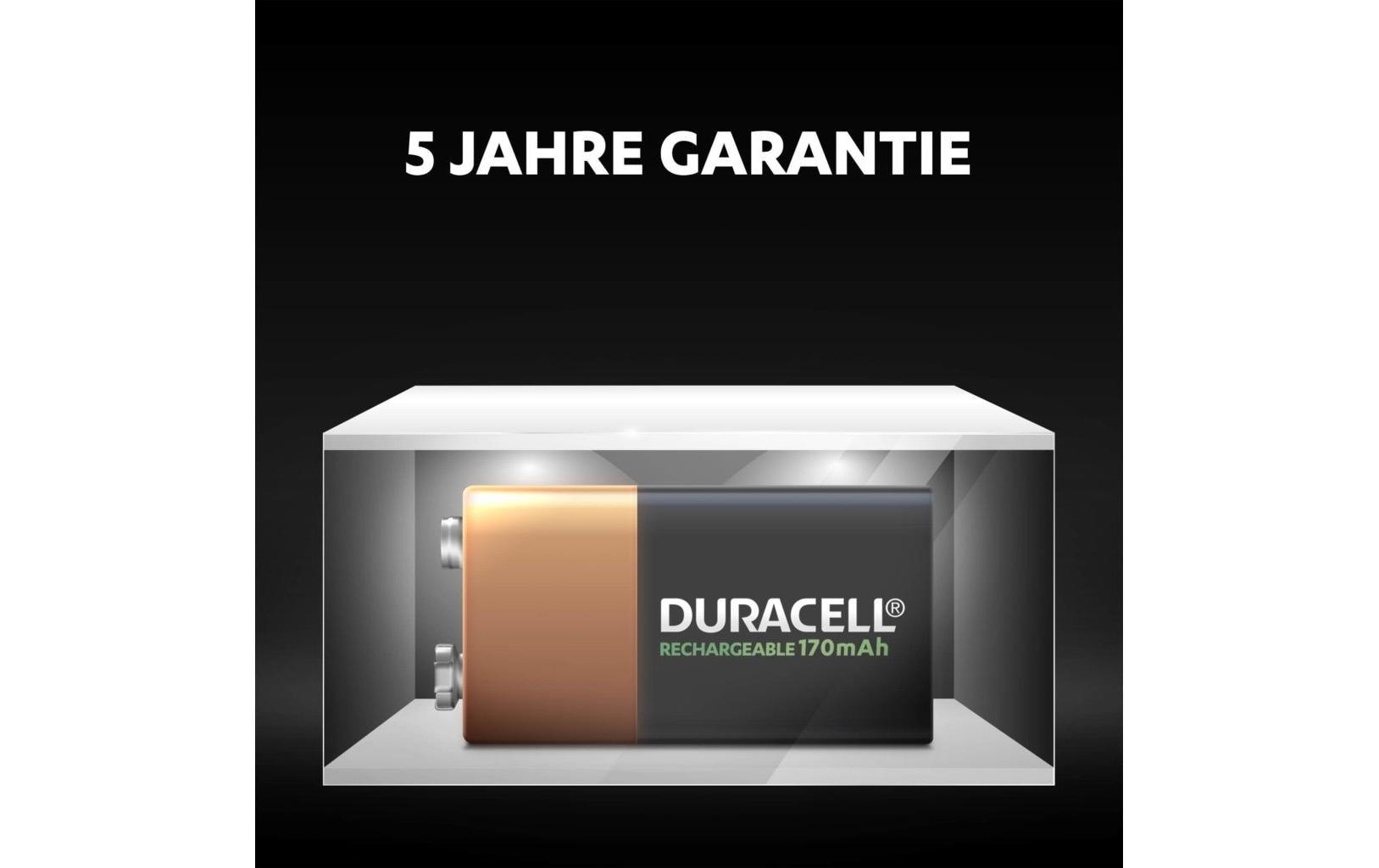Duracell Akku 9 V 170 mAh 1,53 Wh Ni-MH – für 9V E-Block Geräte