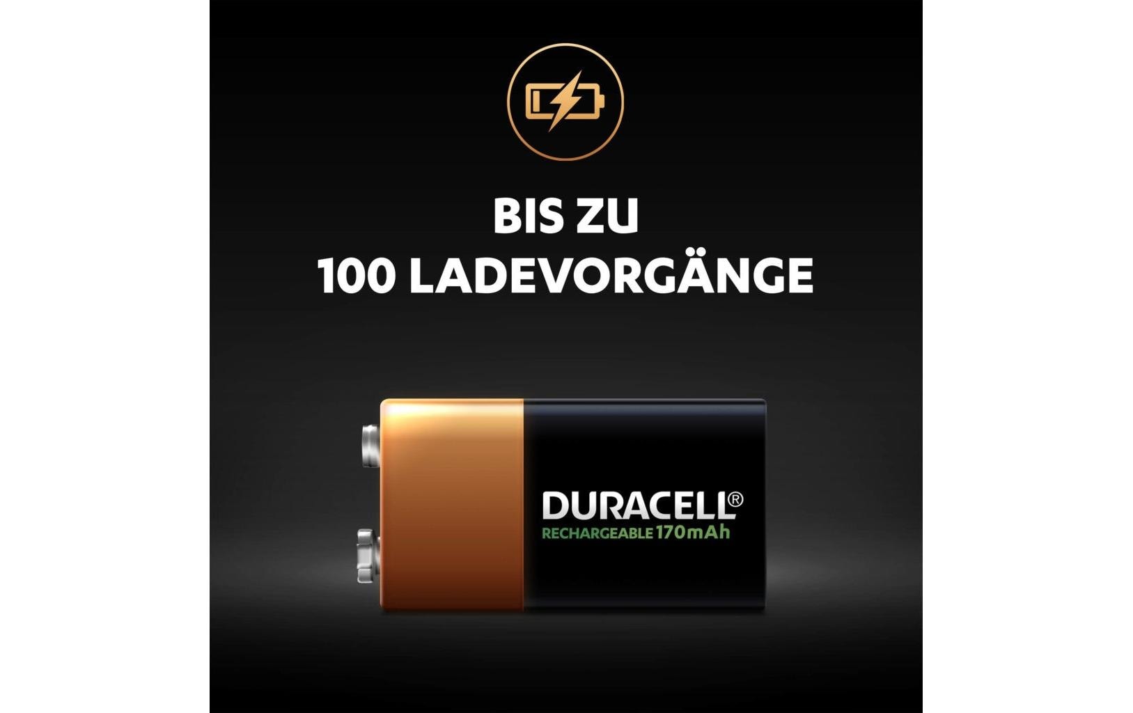Duracell Akku 9 V 170 mAh 1,53 Wh Ni-MH – für 9V E-Block Geräte