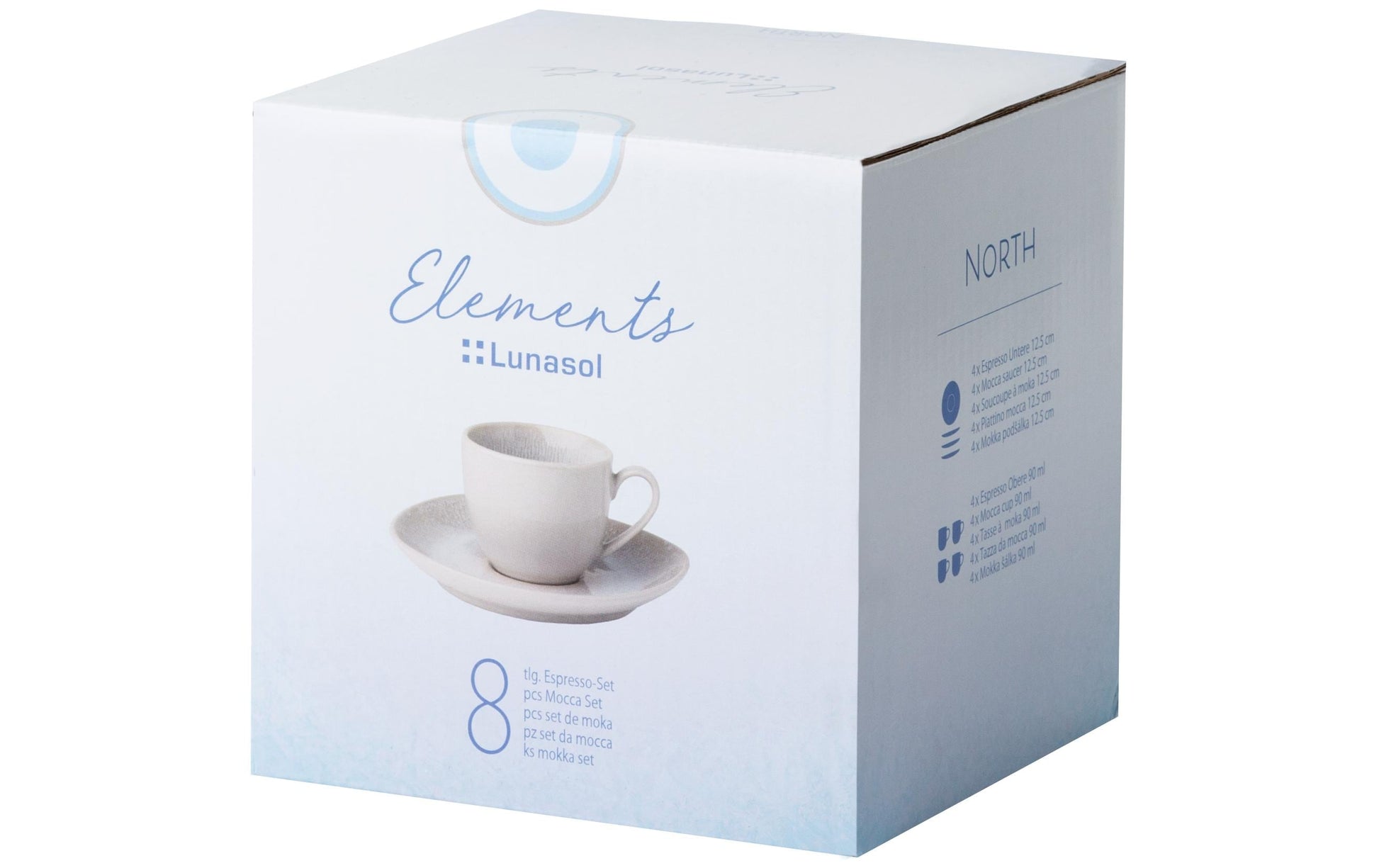 Sola Espressotasse Lunasol – 90 ml, Ø 12,5 cm, Steingut, Hellgrau, spülmaschinenfest, mikrowellengeeignet