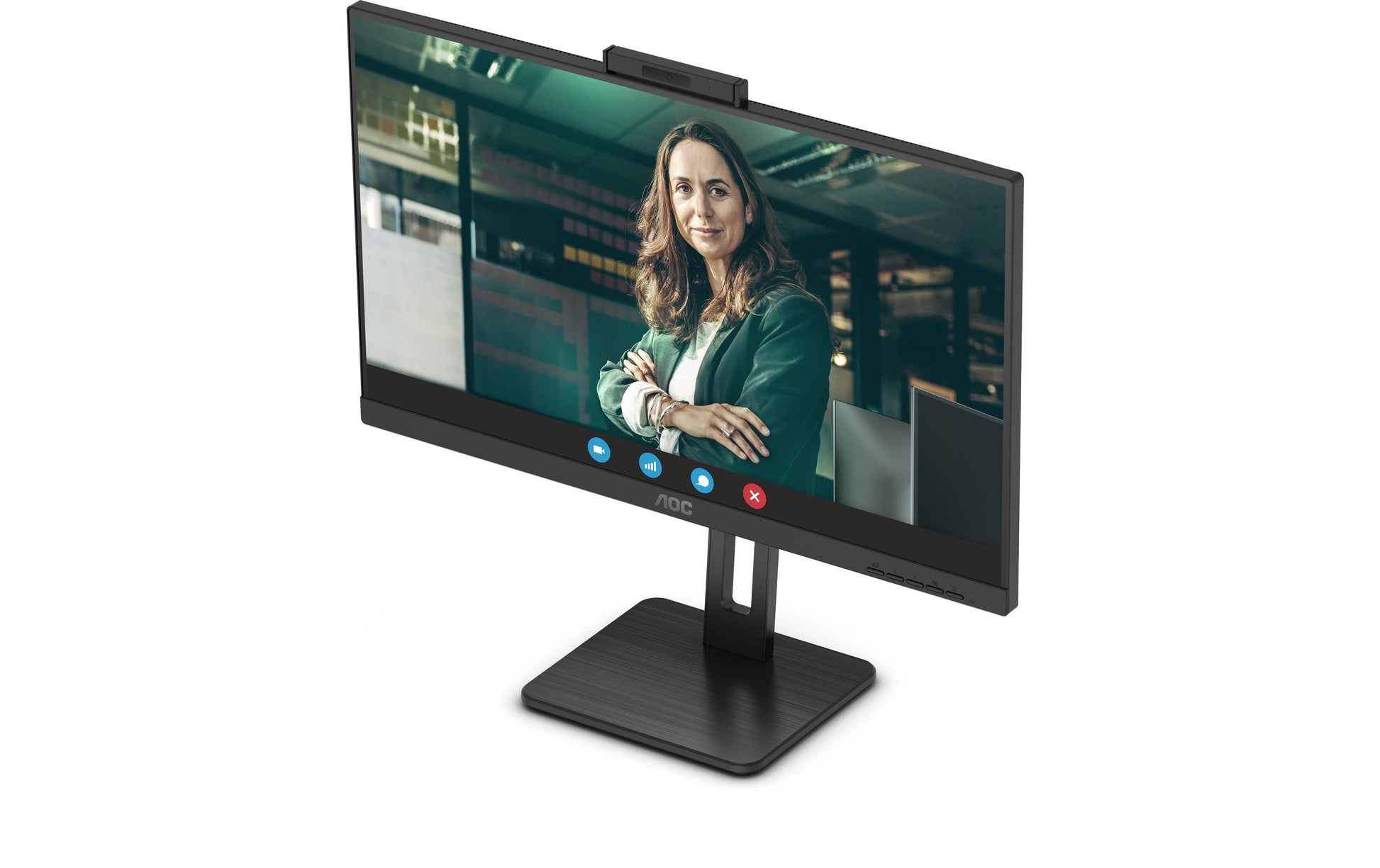 AOC 24P3CW – Monitor, 23,8", IPS, 75 Hz, 300 cd/m², Webcam, USB-C (65 W PD), VESA 100 × 100, Schwarz