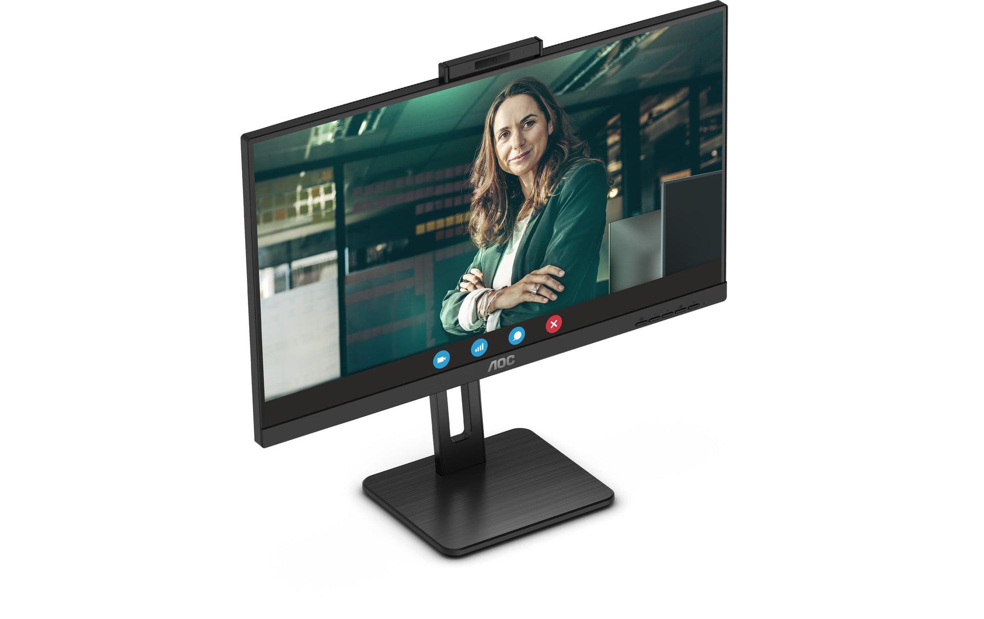 AOC 24P3CW – Monitor, 23,8", IPS, 75 Hz, 300 cd/m², Webcam, USB-C (65 W PD), VESA 100 × 100, Schwarz