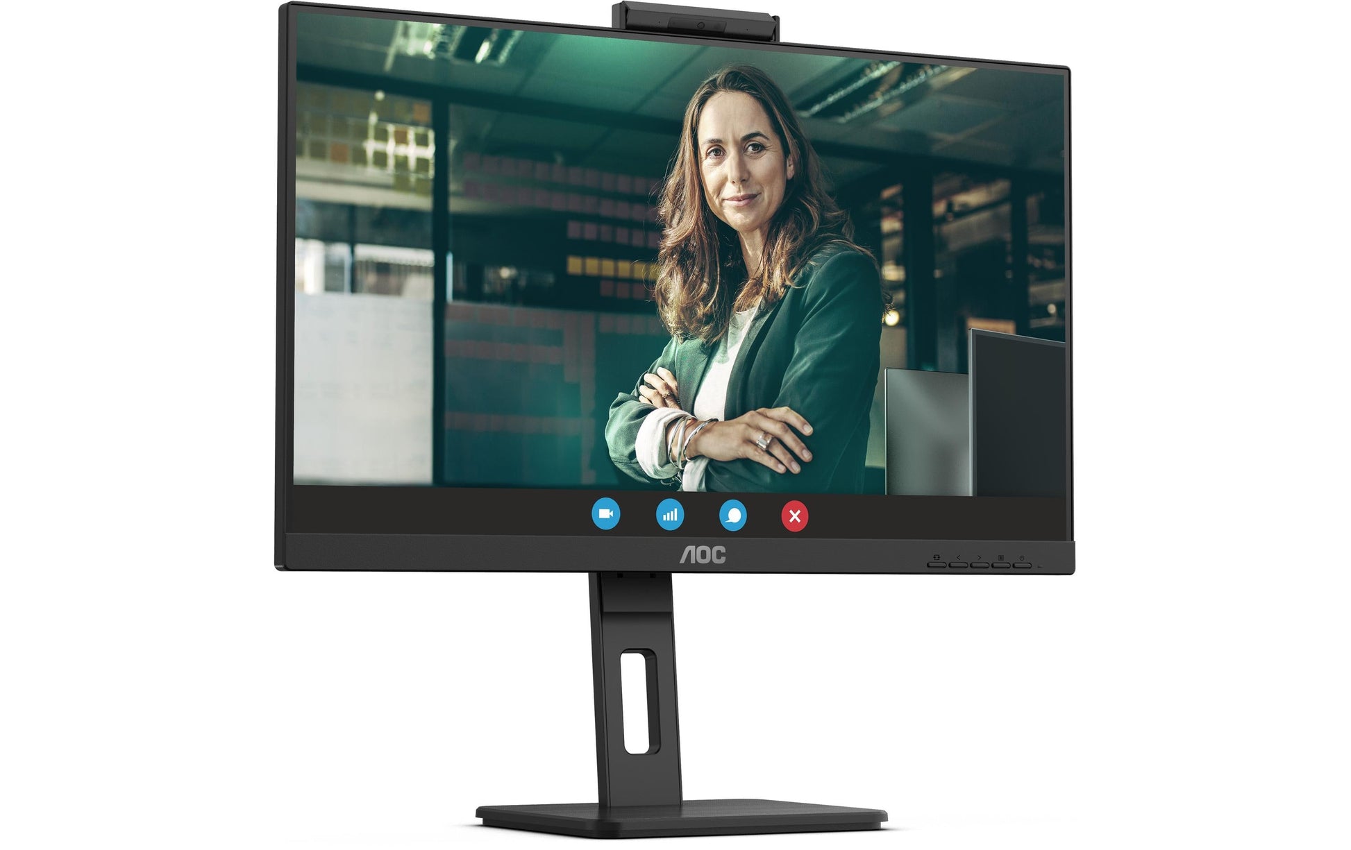 AOC 24P3CW – Monitor, 23,8", IPS, 75 Hz, 300 cd/m², Webcam, USB-C (65 W PD), VESA 100 × 100, Schwarz