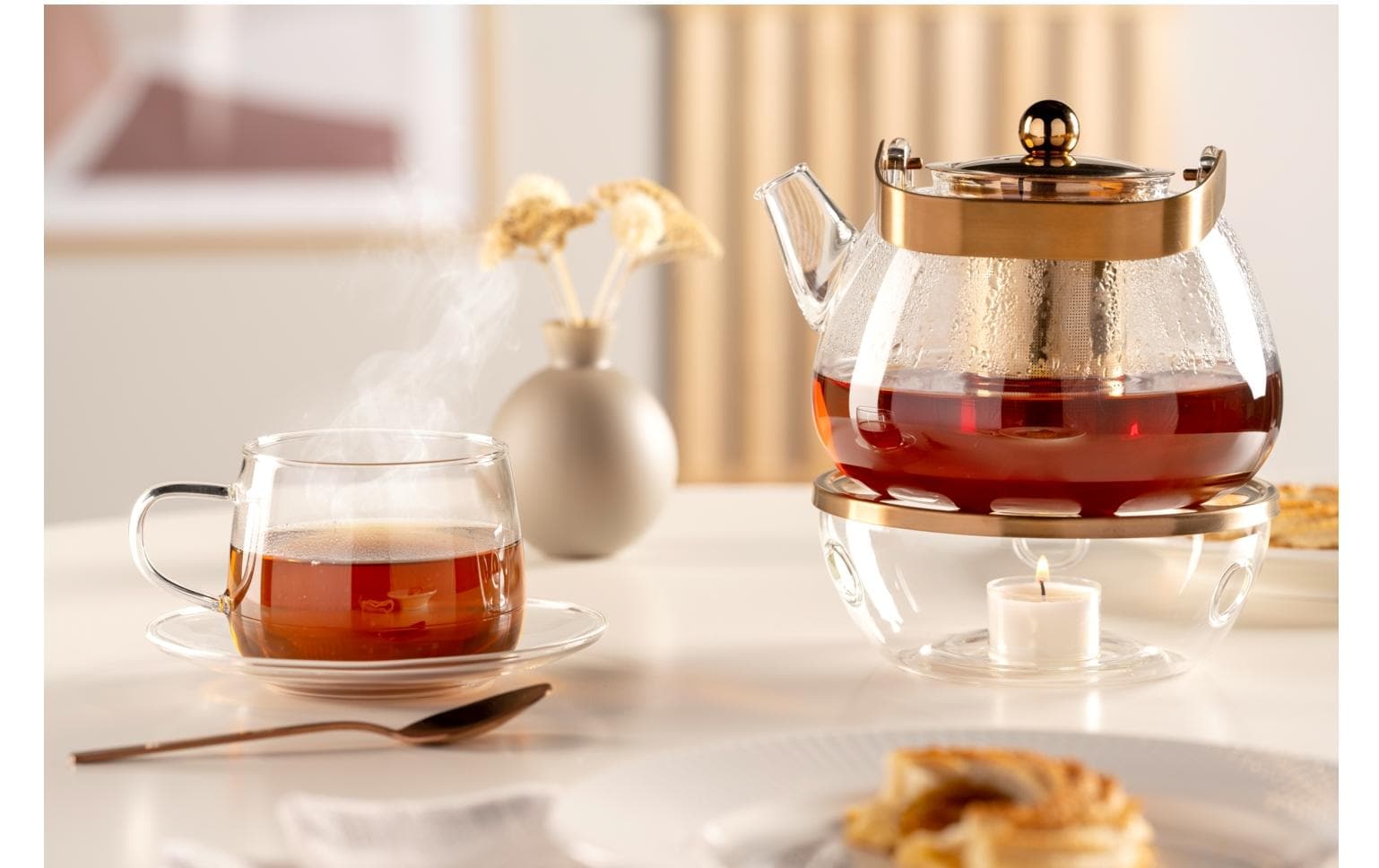 LEONARDO Teekanne – 1,2 l, Borosilikatglas, transparent, abnehmbarer Deckel, mit Teefilter, spülmaschinenfest