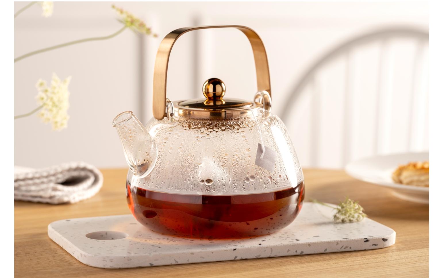 LEONARDO Teekanne – 1,2 l, Borosilikatglas, transparent, abnehmbarer Deckel, mit Teefilter, spülmaschinenfest