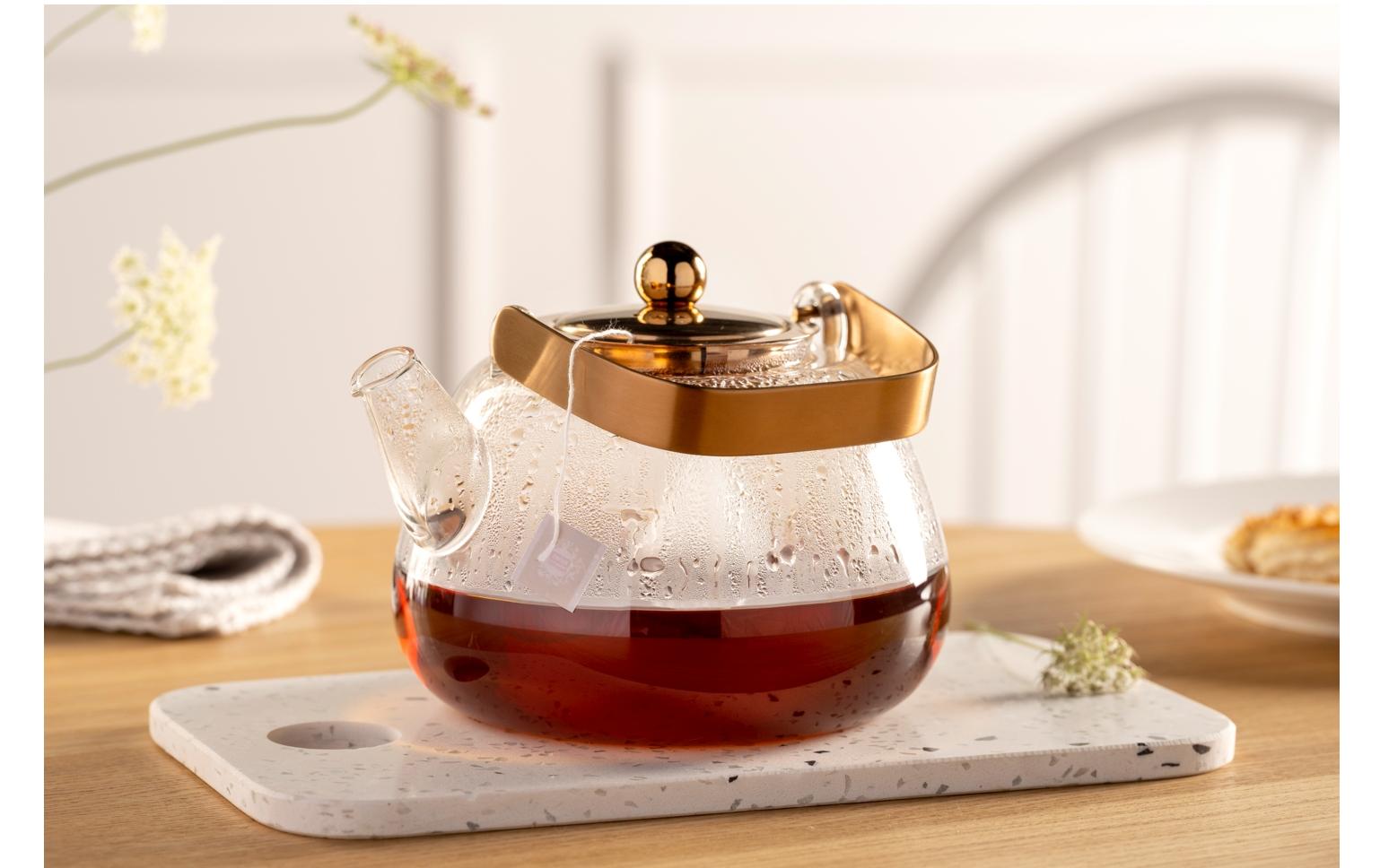 LEONARDO Teekanne – 1,2 l, Borosilikatglas, transparent, abnehmbarer Deckel, mit Teefilter, spülmaschinenfest