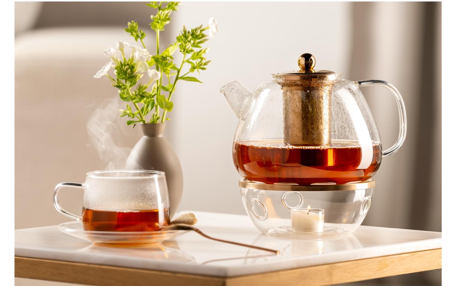 LEONARDO Teekanne – 1,5 l, Borosilikatglas, transparent, abnehmbarer Deckel, mit Teefilter, spülmaschinenfest