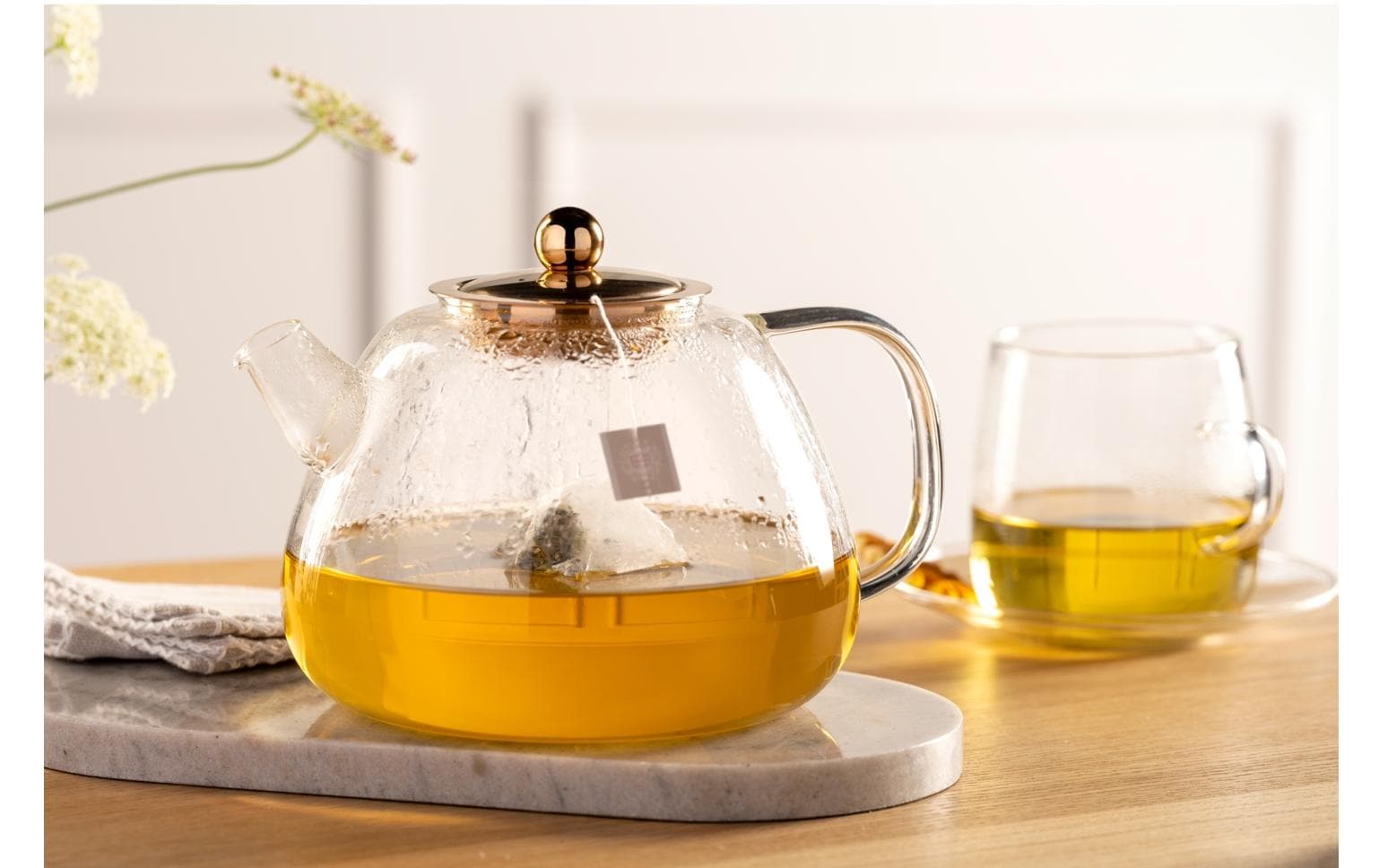 LEONARDO Teekanne – 1,5 l, Borosilikatglas, transparent, abnehmbarer Deckel, mit Teefilter, spülmaschinenfest