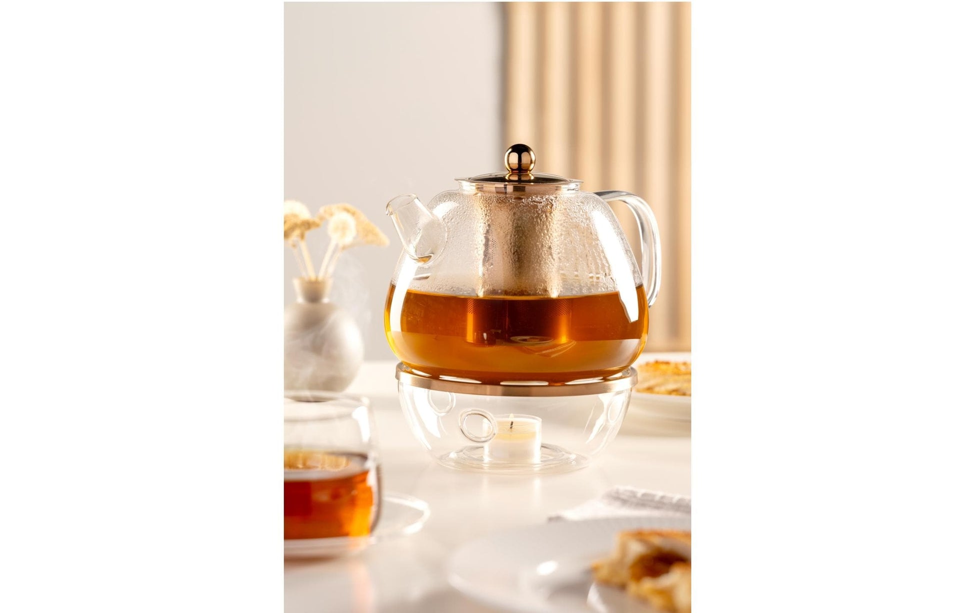 LEONARDO Teekanne – 1,5 l, Borosilikatglas, transparent, abnehmbarer Deckel, mit Teefilter, spülmaschinenfest