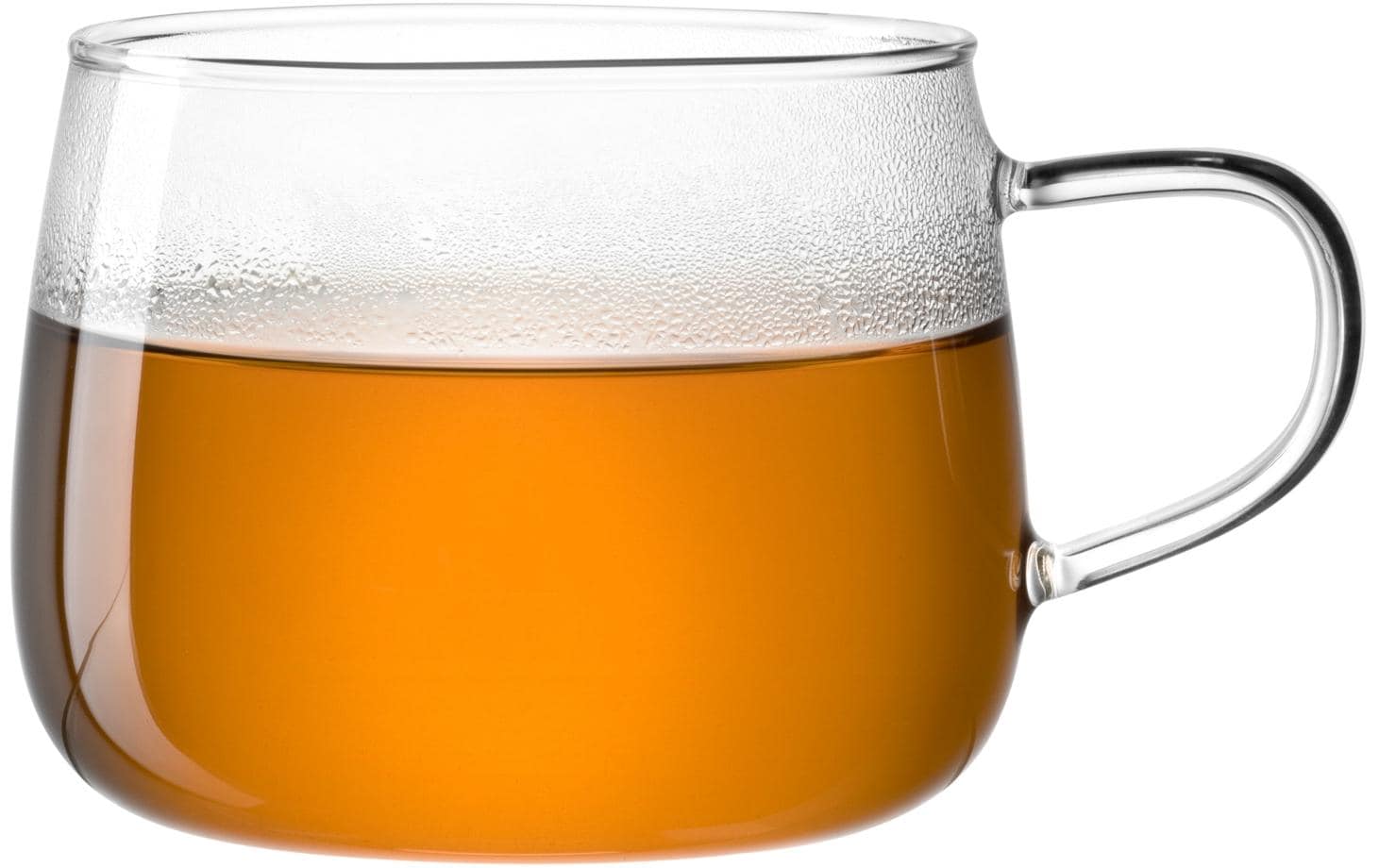 LEONARDO Tasse – 0,45 l, Glas, transparent, mit Henkel, spülmaschinenfest, mikrowellenfest, 4 Stück