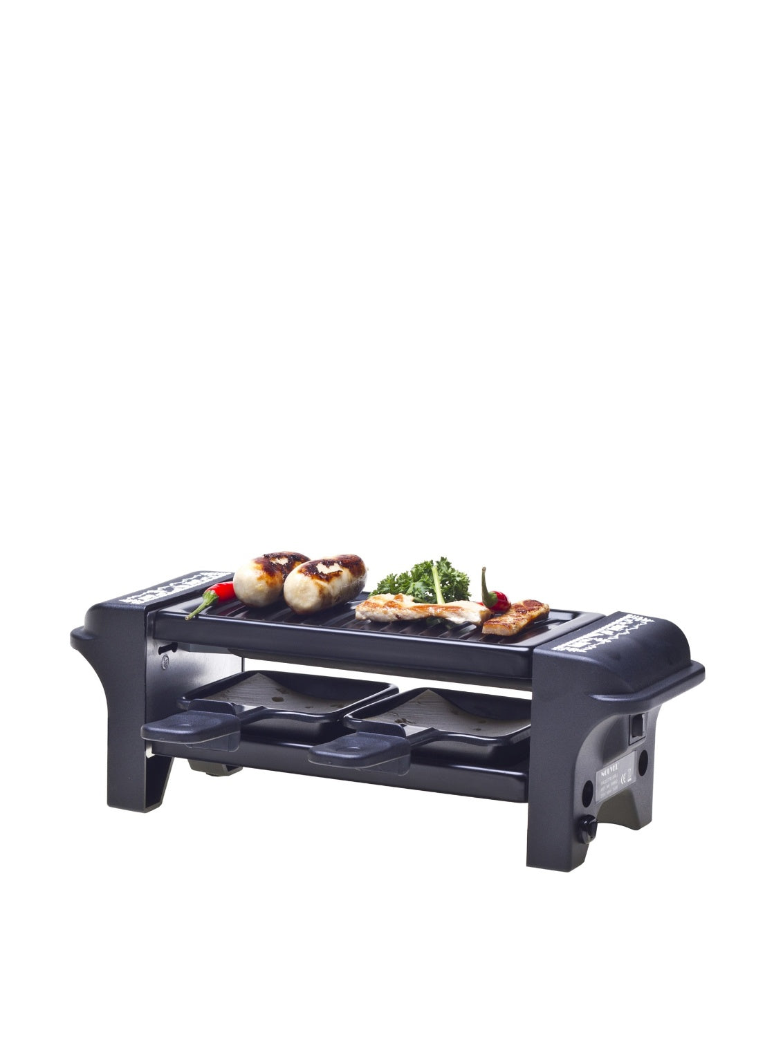 Nouvel Raclette-Grill 309852 – 2 Personen, 350 W, Aluguss-Grillplatte – Schwarz