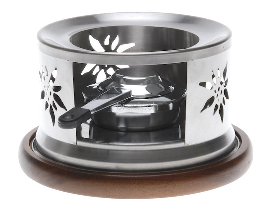 Nouvel Fondue-Rechaud 23 × 23 × 13,5 cm, Edelstahl/Akazie, Pastenbrenner, Silber