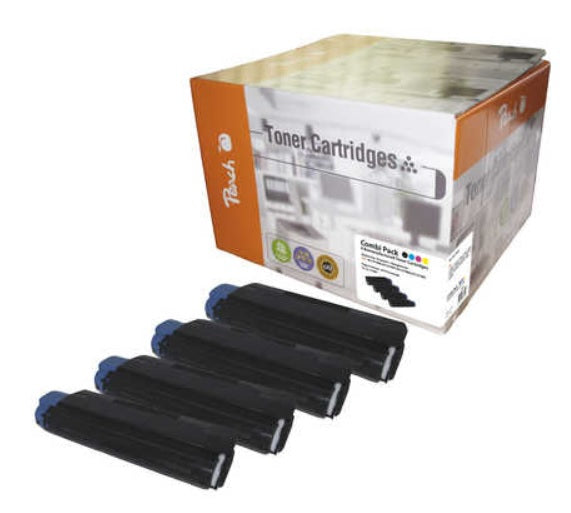 Peach Toner-Multipack – BK/C/M/Y, 5000 Seiten – für OKI C 5100/C 5100 N/C 5150 N und andere