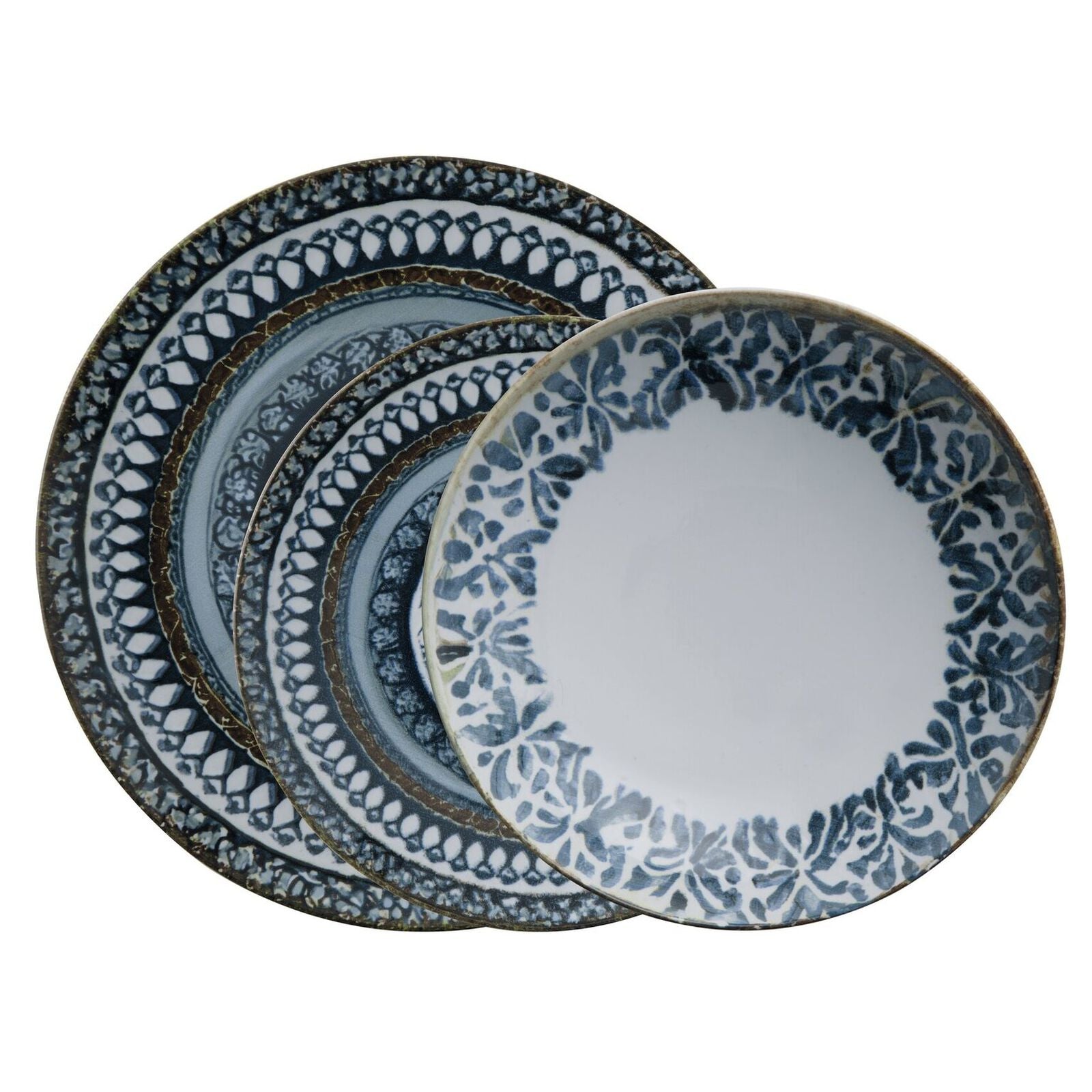 Arthur Krupp Teller – 12er Set, Steinzeug, blau, spülmaschinenfest