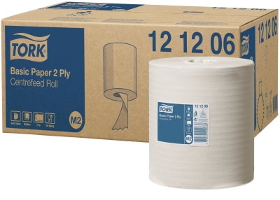 Tork Putzrolle – 2-lagig, Recycling-Zellstoff, weiss, 200 mm × 159,95 m, für Tork M2, 6 Rollen