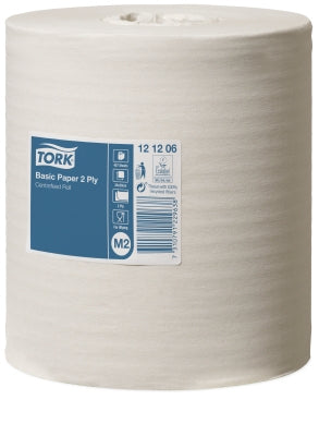 Tork Putzrolle – 2-lagig, Recycling-Zellstoff, weiss, 200 mm × 159,95 m, für Tork M2, 6 Rollen
