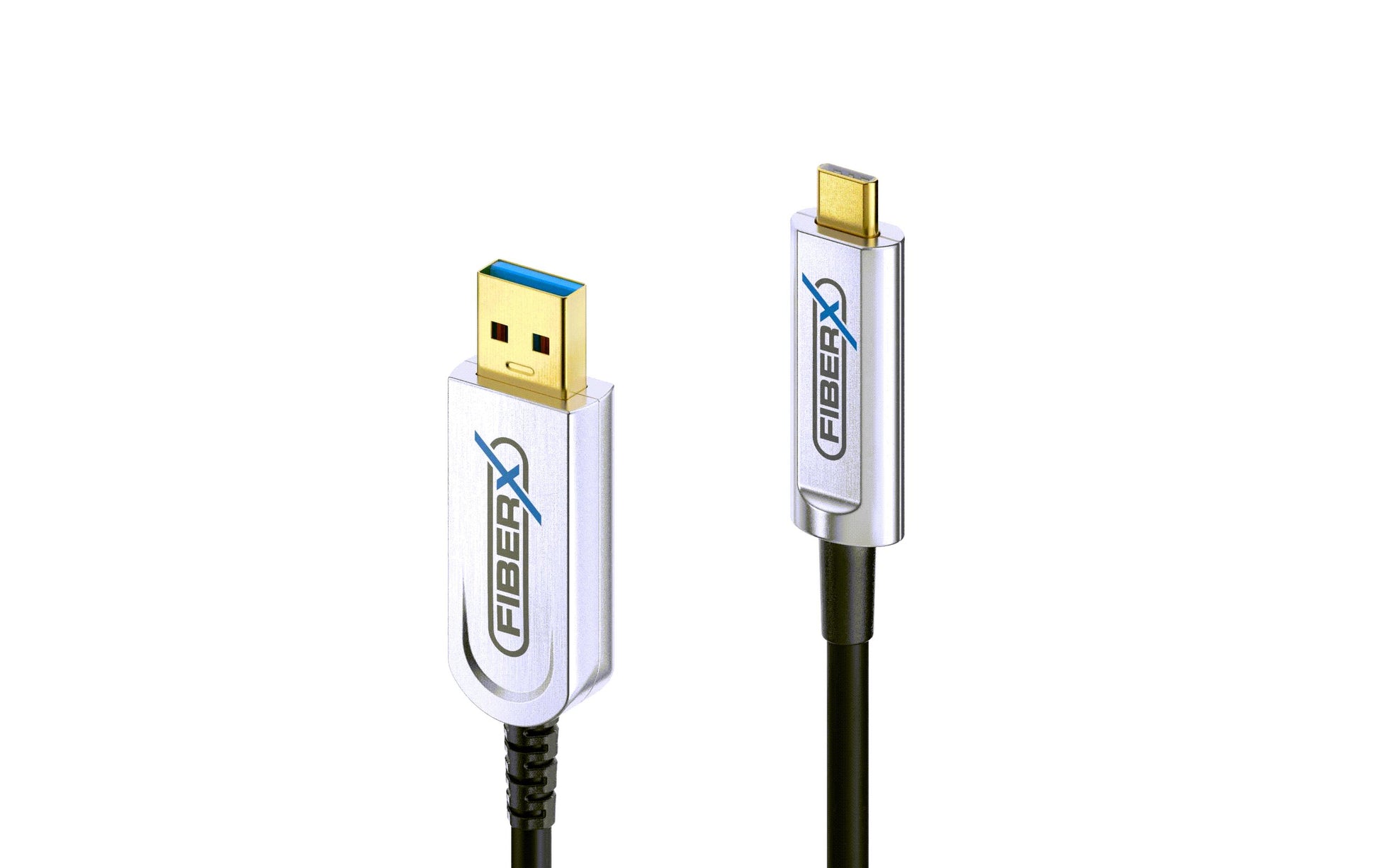 FiberX USB-A auf USB-C Kabel – USB 3.2 Gen 2 (10 Gbit/s) – 5 m – PD 4,5 W – Goldstecker – Schwarz