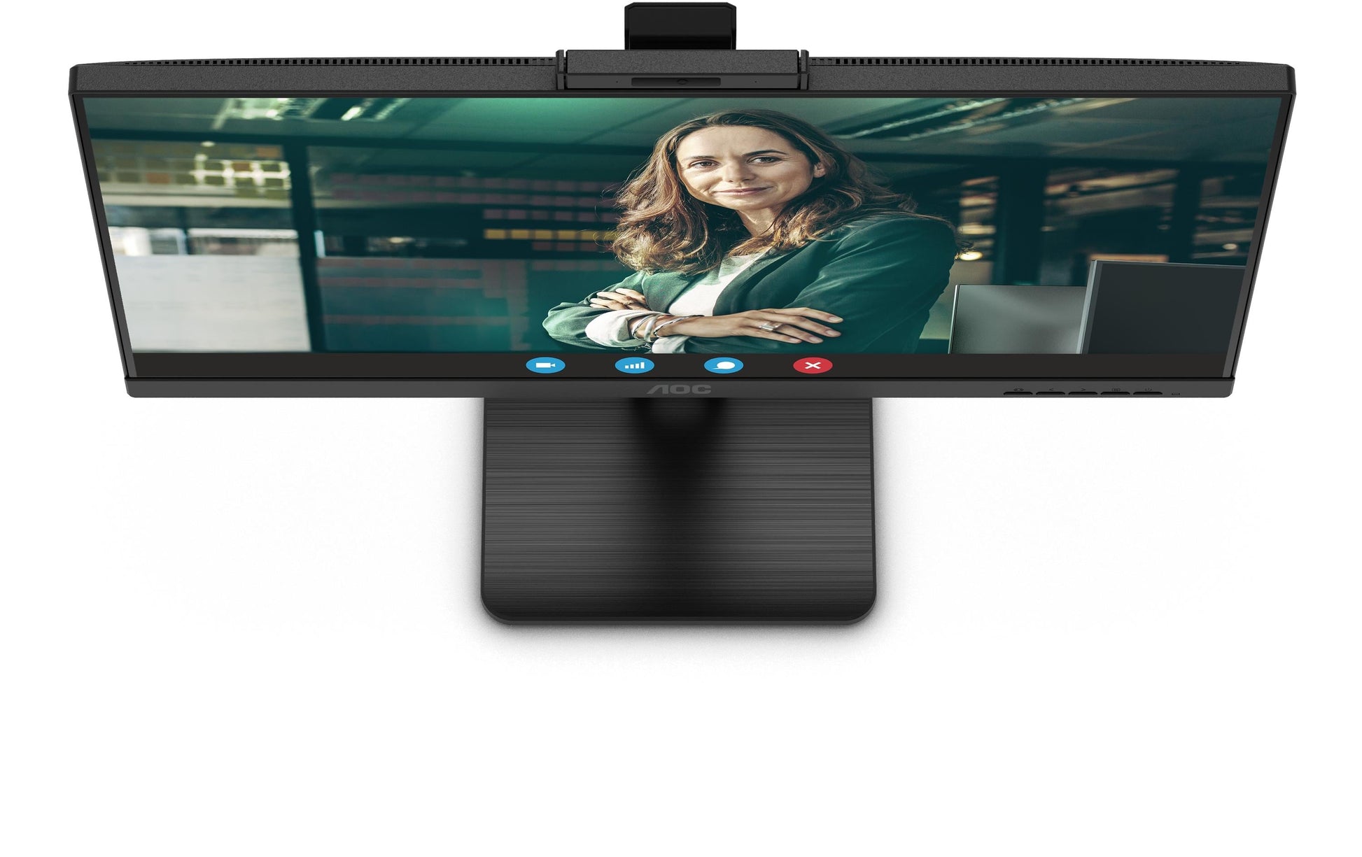 AOC Monitor, 27", 2560 × 1440 (WQHD), IPS, 75 Hz, 350 cd/m², Webcam, 4× USB 3.0, VESA 100 × 100, Schwarz