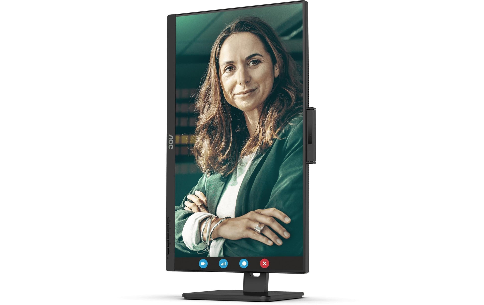 AOC Monitor, 27", 2560 × 1440 (WQHD), IPS, 75 Hz, 350 cd/m², Webcam, 4× USB 3.0, VESA 100 × 100, Schwarz