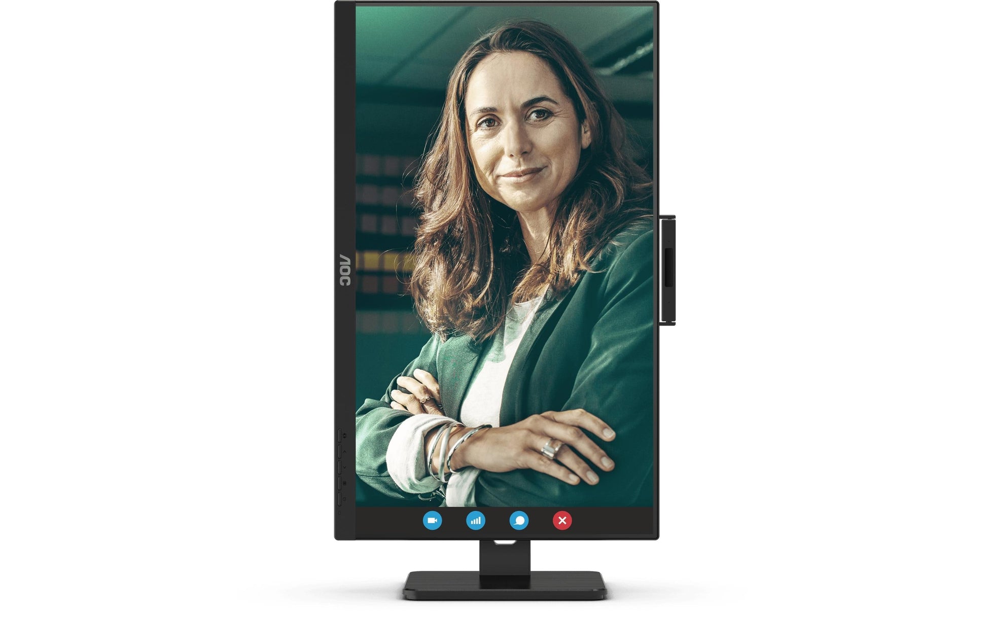 AOC Monitor, 27", 2560 × 1440 (WQHD), IPS, 75 Hz, 350 cd/m², Webcam, 4× USB 3.0, VESA 100 × 100, Schwarz
