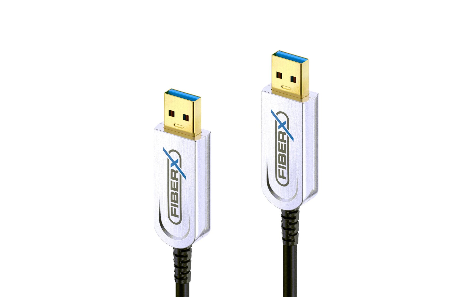 FiberX USB-Kabel – USB-A auf USB-A – USB 3.2 Gen 2 (10 Gbit/s) – 7 m – PD 4,5 W – Goldstecker – Schwarz/Silber