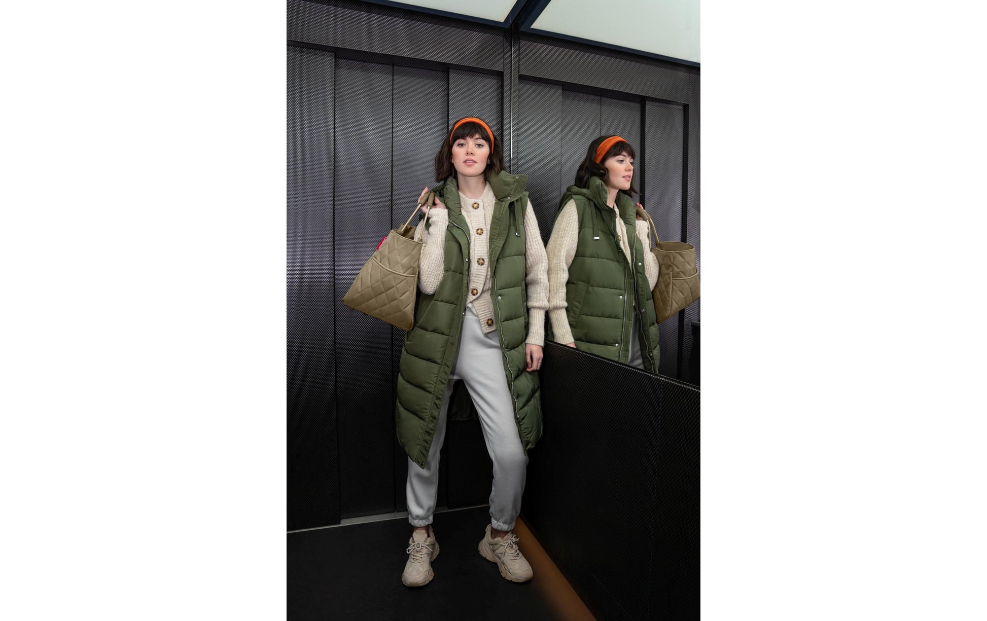 Reisenthel Stofftasche, Polyester, Motiv Rhombus Olive, 460×345×250 mm