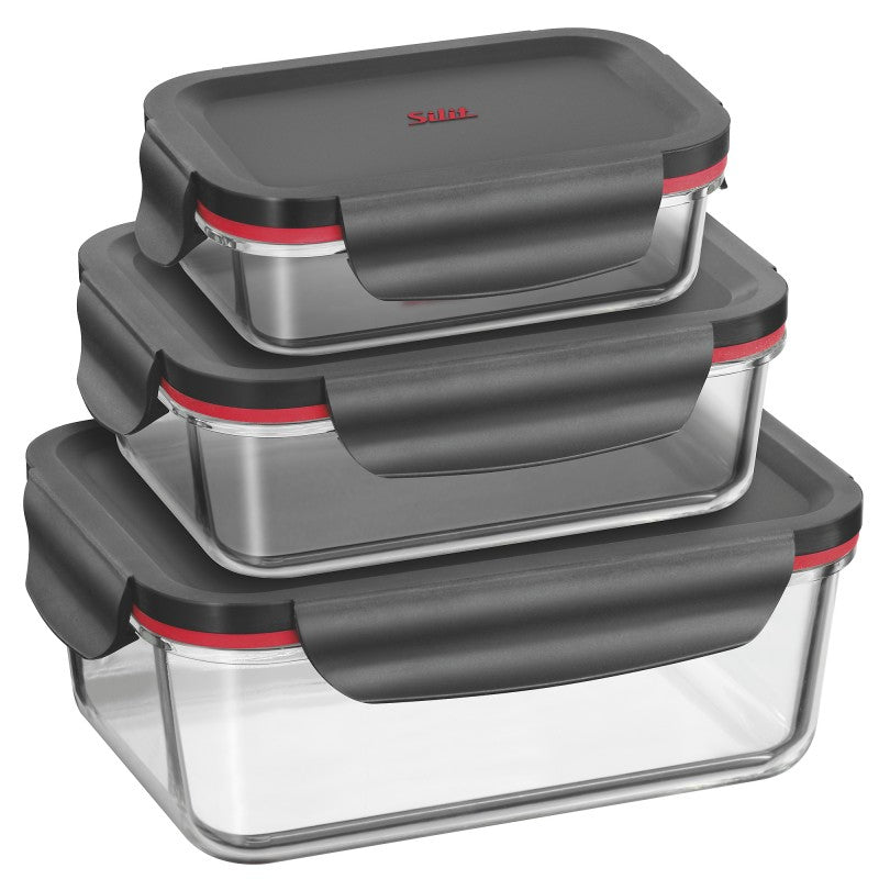 Silit Vorratsbehälter-Set – eckig – Glas – transparent – 3-teilig