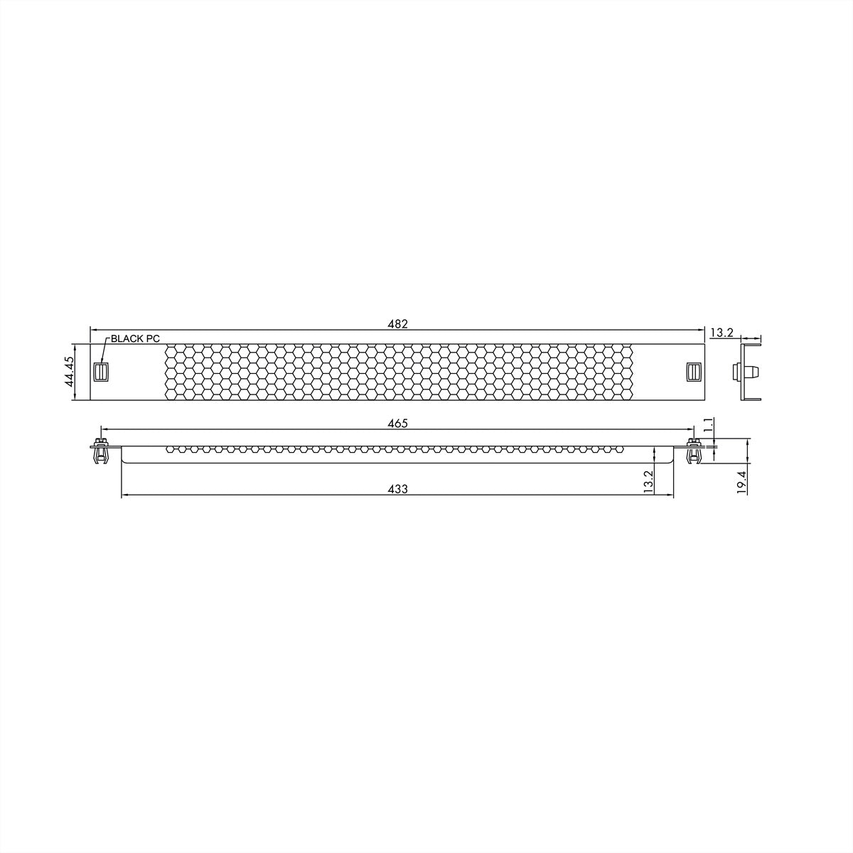 VALUE Belüftete Blindblende, 1 HE, für 19"-Racks, Schwarz