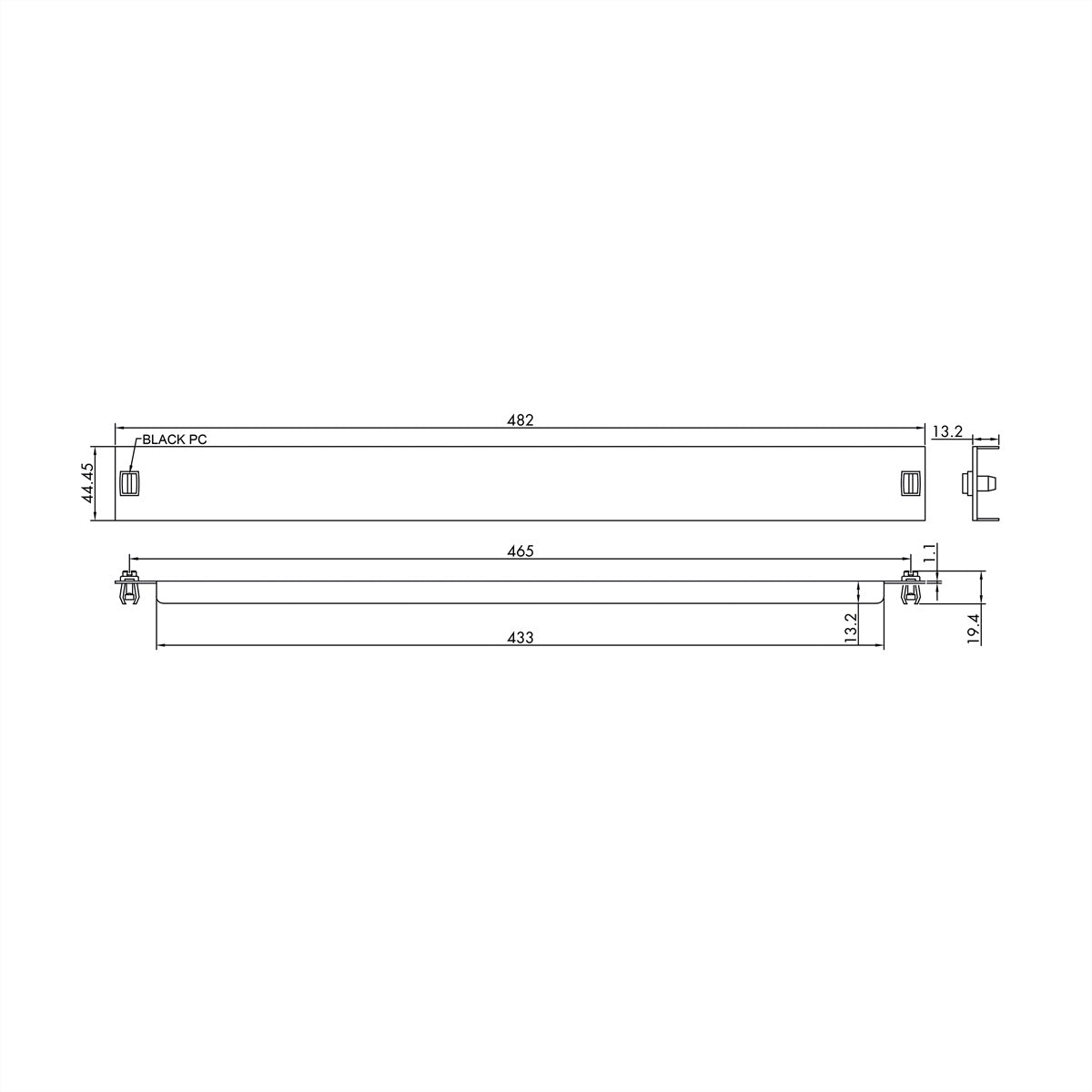 VALUE 19" Blindblende, 1 HE, Snap-In, werkzeuglos, Schwarz