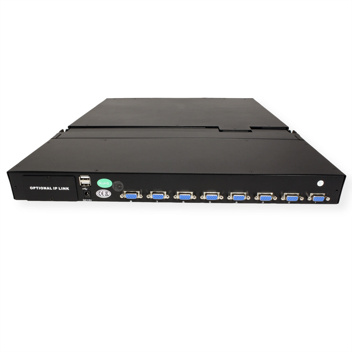 VALUE 19" Rack-LCD-Konsole – 8-Port VGA KVM – 1366 × 768, USB 2.0, CH-Layout – 1U